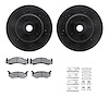 8212-39061 Drilled/Slotted Rotors w/Heavy-Duty Brake Pads Kit & Hardware [Black], 1973-1981 Mopar, Position: Front - image 1