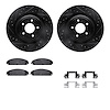 8212-40075 Drilled/Slotted Rotors w/Heavy-Duty Brake Pads Kit & Hardware [Black], 2008-2014 Mopar, Position: Front - image 1