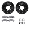 8212-40102 Drilled/Slotted Rotors w/Heavy-Duty Brake Pads Kit & Hardware [Black], 2003-2006 Mopar, Position: Front - image 1