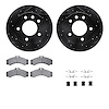 8212-40103 Drilled/Slotted Rotors w/Heavy-Duty Brake Pads Kit & Hardware [Black], 2003-2006 Mopar, Position: Front - image 1