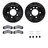 8212-40104 Drilled/Slotted Rotors w/Heavy-Duty Brake Pads Kit & Hardware [Black], 2003-2006 Mopar, Position: Front - image 1
