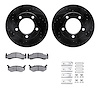 8212-40121 Drilled/Slotted Rotors w/Heavy-Duty Brake Pads Kit & Hardware [Black], 1980-1993 Mopar, Position: Front - image 1