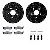 8212-40162 Drilled/Slotted Rotors w/Heavy-Duty Brake Pads Kit & Hardware [Black], 2002-2006 Mopar, Position: Front - image 1