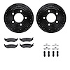 8212-40166 Drilled/Slotted Rotors w/Heavy-Duty Brake Pads Kit & Hardware [Black], 2003-2003 Mopar, Position: Rear