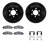 8212-40167 Drilled/Slotted Rotors w/Heavy-Duty Brake Pads Kit & Hardware [Black], 2003-2004 Mopar, Position: Front - image 1