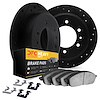 8212-40168 Drilled/Slotted Rotors w/Heavy-Duty Brake Pads Kit & Hardware [Black], 2003-2004 Mopar, Position: Rear - image 1