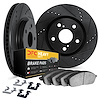 8212-40173 Drilled/Slotted Rotors w/Heavy-Duty Brake Pads Kit & Hardware [Black], 2004-2004 Mopar, Position: Front - image 1
