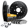 8212-40189 Drilled/Slotted Rotors w/Heavy-Duty Brake Pads Kit & Hardware [Black], 2014-2021 Mopar, Position: Rear - image 1