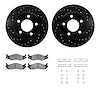 8212-42078 Drilled/Slotted Rotors w/Heavy-Duty Brake Pads Kit & Hardware [Black], 1982-1989 Multiple Makes/Models, Position: Fro - image 1