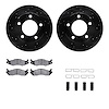 8212-42083 Drilled/Slotted Rotors w/Heavy-Duty Brake Pads Kit & Hardware [Black], 1982-1986 Mopar, Position: Front - image 1