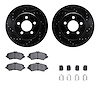 8212-42086 Drilled/Slotted Rotors w/Heavy-Duty Brake Pads Kit & Hardware [Black], 2007-2012 Mopar, Position: Front - image 1