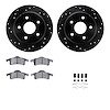 8212-42097 Drilled/Slotted Rotors w/Heavy-Duty Brake Pads Kit & Hardware [Black], 1999-2004 Mopar, Position: Rear - image 1