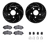 8212-42103 Drilled/Slotted Rotors w/Heavy-Duty Brake Pads Kit & Hardware [Black], 2007-2018 Mopar, Position: Front - image 1