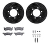 8212-42105 Drilled/Slotted Rotors w/Heavy-Duty Brake Pads Kit & Hardware [Black], 1971-1973 GM, Position: Front - image 1