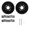 8212-47032 Drilled/Slotted Rotors w/Heavy-Duty Brake Pads Kit & Hardware [Black], 1963-1982 GM, Position: Rear, Front - image 1