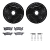 8212-47033 Drilled/Slotted Rotors w/Heavy-Duty Brake Pads Kit & Hardware [Black], 1978-1990 GM, Position: Front - image 1