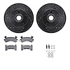 8212-47099 Drilled/Slotted Rotors w/Heavy-Duty Brake Pads Kit & Hardware [Black], 1982-1995 GM, Position: Front - image 1