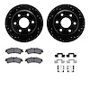 8212-48008 Drilled/Slotted Rotors w/Heavy-Duty Brake Pads Kit & Hardware [Black], 2003-2007 GM, Position: Rear - image 1