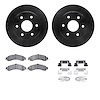 8212-48014 Drilled/Slotted Rotors w/Heavy-Duty Brake Pads Kit & Hardware [Black], 2000-2006 GM, Position: Rear - image 1