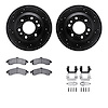 8212-48019 Drilled/Slotted Rotors w/Heavy-Duty Brake Pads Kit & Hardware [Black], 2002-2005 GM, Position: Front - image 1