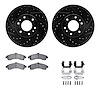 8212-48020 Drilled/Slotted Rotors w/Heavy-Duty Brake Pads Kit & Hardware [Black], 2002-2005 GM, Position: Front - image 1