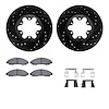 8212-48025 Drilled/Slotted Rotors w/Heavy-Duty Brake Pads Kit & Hardware [Black], 2004-2008 GM, Position: Front - image 1