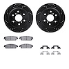 8212-48027 Drilled/Slotted Rotors w/Heavy-Duty Brake Pads Kit & Hardware [Black], 2007-2014 GM, Position: Rear - image 1