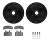 8212-48098 Drilled/Slotted Rotors w/Heavy-Duty Brake Pads Kit & Hardware [Black], 1998-2000 GM, Position: Front - image 1