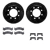 8212-48122 Drilled/Slotted Rotors w/Heavy-Duty Brake Pads Kit & Hardware [Black], 1999-2020 GM, Position: Front - image 1