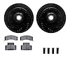 8212-48130 Drilled/Slotted Rotors w/Heavy-Duty Brake Pads Kit & Hardware [Black], 2001-2002 GM, Position: Front - image 1