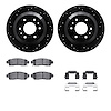 8212-48134 Drilled/Slotted Rotors w/Heavy-Duty Brake Pads Kit & Hardware [Black], 2002-2009 GM, Position: Rear - image 1