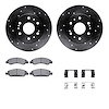 8212-48143 Drilled/Slotted Rotors w/Heavy-Duty Brake Pads Kit & Hardware [Black], 2005-2020 GM, Position: Front - image 1