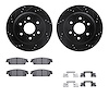 8212-48149 Drilled/Slotted Rotors w/Heavy-Duty Brake Pads Kit & Hardware [Black], 2014-2020 GM, Position: Rear - image 1