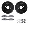 8212-48149 Drilled/Slotted Rotors w/Heavy-Duty Brake Pads Kit & Hardware [Black], 2014-2020 GM, Position: Rear - image 2