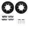 8212-48163 Drilled/Slotted Rotors w/Heavy-Duty Brake Pads Kit & Hardware [Black], 1971-1988 Multiple Makes/Models, Position: Fro