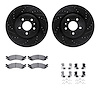 8212-54004 Drilled/Slotted Rotors w/Heavy-Duty Brake Pads Kit & Hardware [Black], 2011-2012 Ford/Lincoln/Mercury/Mazda, Position - image 1