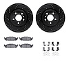 8212-54005 Drilled/Slotted Rotors w/Heavy-Duty Brake Pads Kit & Hardware [Black], 2011-2019 Ford/Lincoln/Mercury/Mazda, Position - image 1