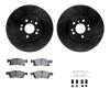 8212-63002 Drilled/Slotted Rotors w/Heavy-Duty Brake Pads Kit & Hardware [Black], 2012-2018 Mercedes-Benz, Position: Front - image 1