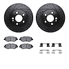8212-63237 Drilled/Slotted Rotors w/Heavy-Duty Brake Pads Kit & Hardware [Black], Fits Select Mercedes-Benz, Position: Front - image 1