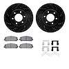 8212-67002 Drilled/Slotted Rotors w/Heavy-Duty Brake Pads Kit & Hardware [Black], Fits Select Infiniti/Nissan, Position: Front - image 1