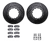 8212-72116 Drilled/Slotted Rotors w/Heavy-Duty Brake Pads Kit & Hardware [Black], 2010-2011 Freightliner, Position: Rear - image 1