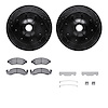 8212-99099 Drilled/Slotted Rotors w/Heavy-Duty Brake Pads Kit & Hardware [Black], 1980-1985 Ford/Lincoln/Mercury/Mazda, Position - image 1