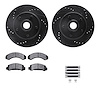 8212-99105 Drilled/Slotted Rotors w/Heavy-Duty Brake Pads Kit & Hardware [Black], 1992-1997 Ford/Lincoln/Mercury/Mazda, Position - image 1
