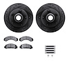 8212-99107 Drilled/Slotted Rotors w/Heavy-Duty Brake Pads Kit & Hardware [Black], 1991-1994 Ford/Lincoln/Mercury/Mazda, Position - image 1