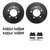 8212-99112 Drilled/Slotted Rotors w/Heavy-Duty Brake Pads Kit & Hardware [Black], 1994-1996 Ford/Lincoln/Mercury/Mazda, Position - image 1