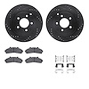 8212-99142 Drilled/Slotted Rotors w/Heavy-Duty Brake Pads Kit & Hardware [Black], 1995-1997 Ford/Lincoln/Mercury/Mazda, Position - image 1