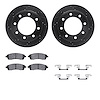 8212-99150 Drilled/Slotted Rotors w/Heavy-Duty Brake Pads Kit & Hardware [Black], 1999-2005 Ford/Lincoln/Mercury/Mazda, Position - image 1