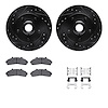 8212-99154 Drilled/Slotted Rotors w/Heavy-Duty Brake Pads Kit & Hardware [Black], 1998-2002 Ford/Lincoln/Mercury/Mazda, Position - image 1