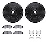 8212-99158 Drilled/Slotted Rotors w/Heavy-Duty Brake Pads Kit & Hardware [Black], 2000-2004 Ford/Lincoln/Mercury/Mazda, Position - image 1