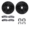 8212-99165 Drilled/Slotted Rotors w/Heavy-Duty Brake Pads Kit & Hardware [Black], 2001-2005 Ford/Lincoln/Mercury/Mazda, Position - image 1